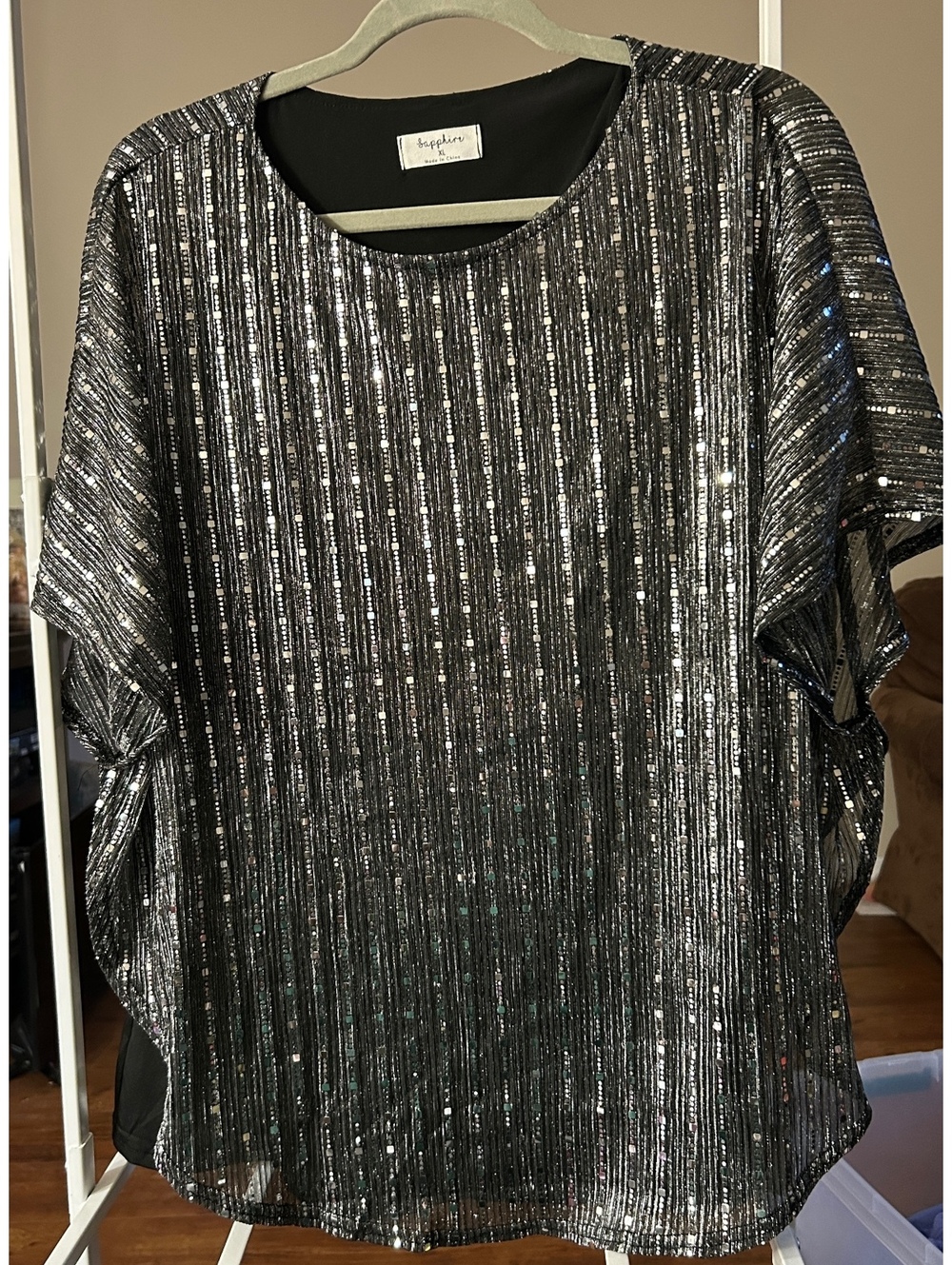 Sapphire XL Black Sequin Top